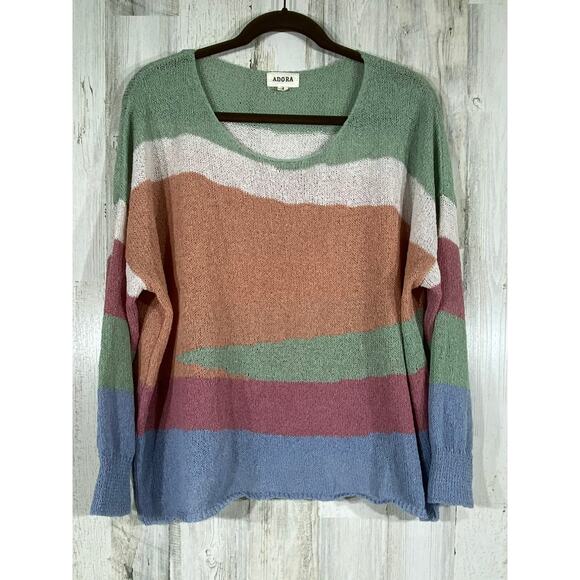 Adora Womens Sweater Size Small Multicolor Pastel Very Oversized Boxy - Picture 1 of 8